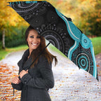 Australia Ovarian Cancer Awareness Umbrella Brave Strong Teal Ribbon Aboriginal Art - Aussie Hoodie