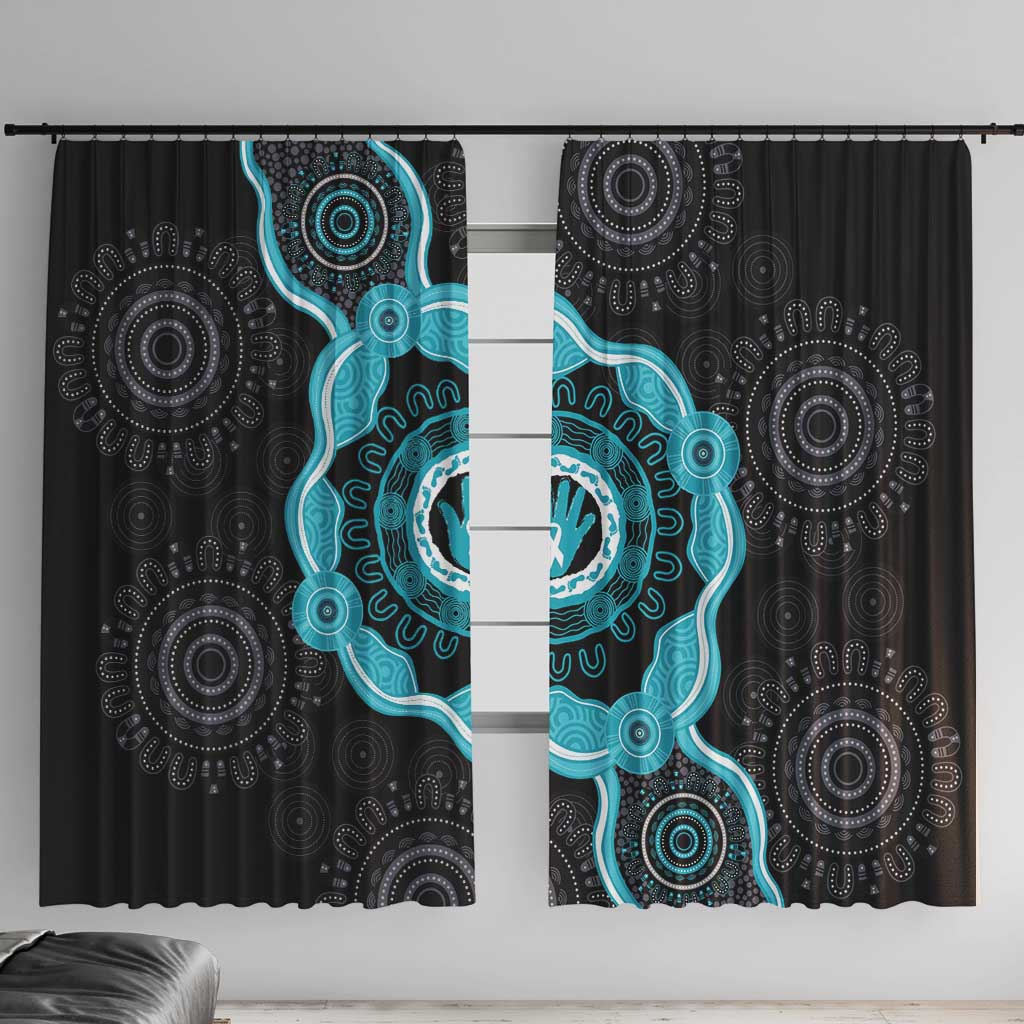Australia Ovarian Cancer Awareness Window Curtain Brave Strong Teal Ribbon Aboriginal Art - Aussie Hoodie