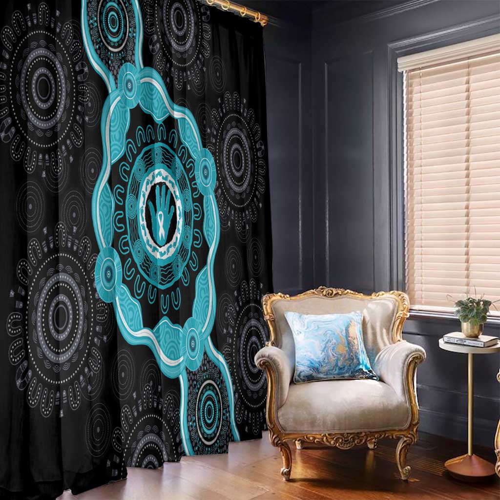 Australia Ovarian Cancer Awareness Window Curtain Brave Strong Teal Ribbon Aboriginal Art - Aussie Hoodie