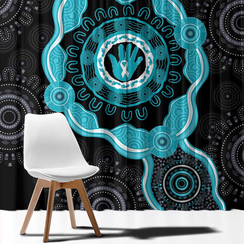 Australia Ovarian Cancer Awareness Window Curtain Brave Strong Teal Ribbon Aboriginal Art - Aussie Hoodie