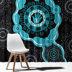 Australia Ovarian Cancer Awareness Window Curtain Brave Strong Teal Ribbon Aboriginal Art - Aussie Hoodie