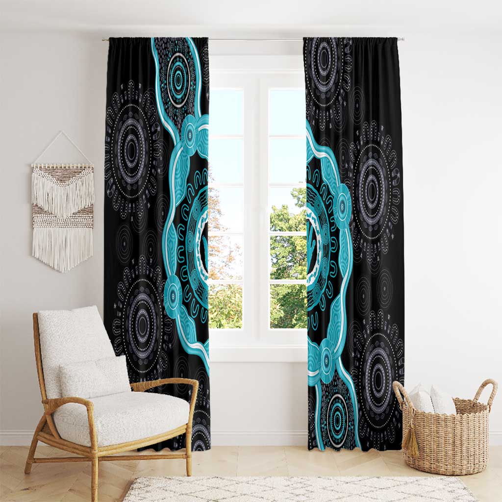 Australia Ovarian Cancer Awareness Window Curtain Brave Strong Teal Ribbon Aboriginal Art - Aussie Hoodie