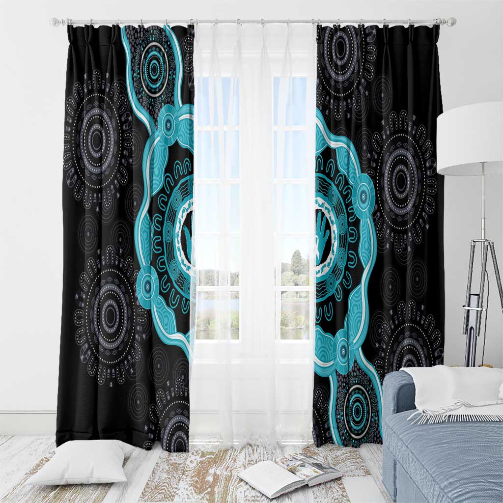 Australia Ovarian Cancer Awareness Window Curtain Brave Strong Teal Ribbon Aboriginal Art - Aussie Hoodie