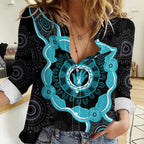 Australia Ovarian Cancer Awareness Women Casual Shirt Brave Strong Teal Ribbon Aboriginal Art - Aussie Hoodie