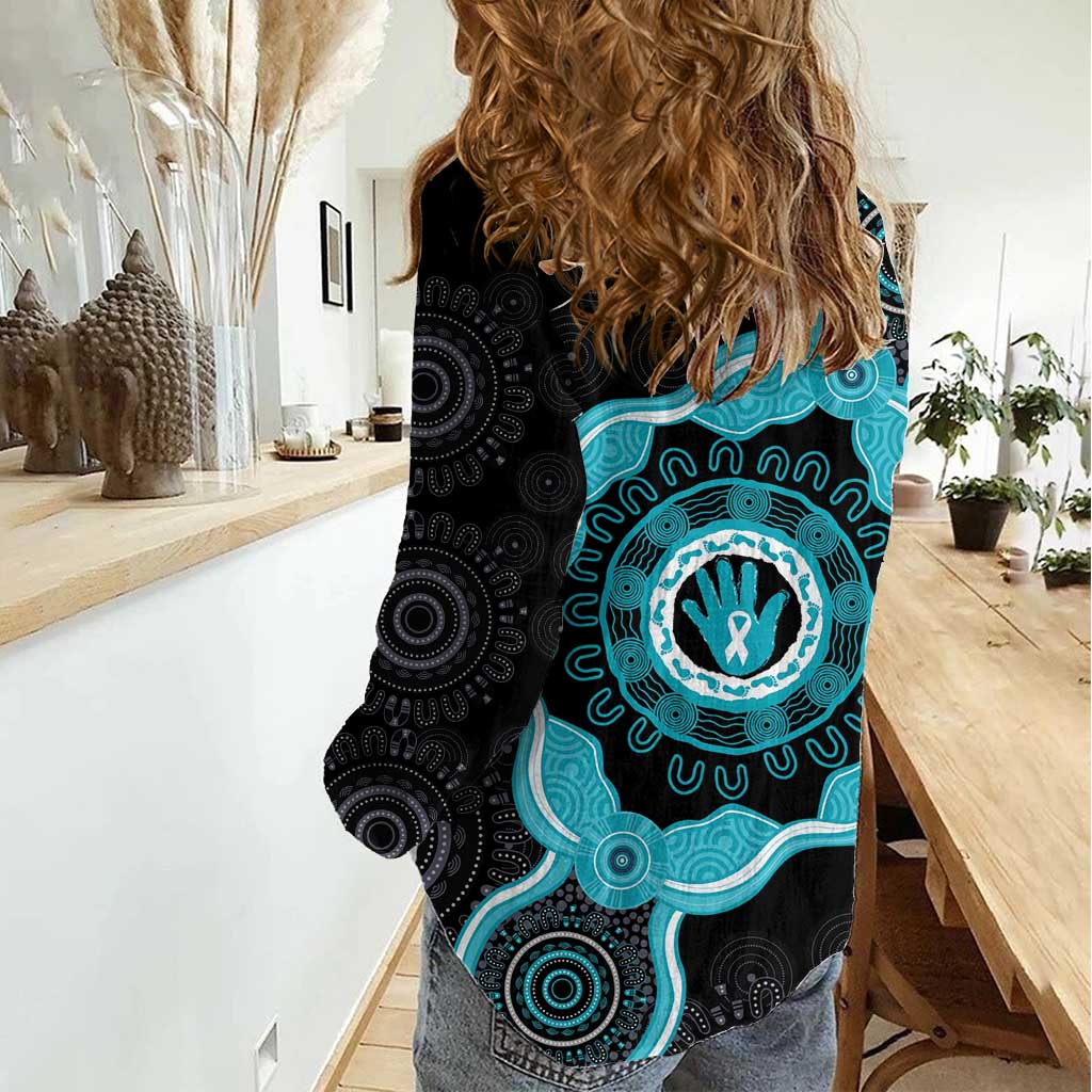 Australia Ovarian Cancer Awareness Women Casual Shirt Brave Strong Teal Ribbon Aboriginal Art - Aussie Hoodie