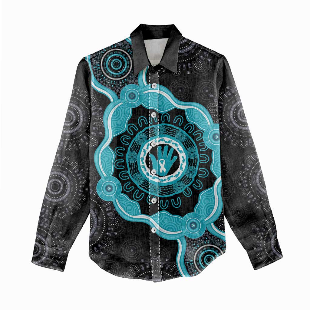 Australia Ovarian Cancer Awareness Women Casual Shirt Brave Strong Teal Ribbon Aboriginal Art - Aussie Hoodie