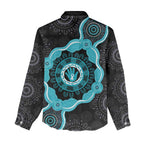 Australia Ovarian Cancer Awareness Women Casual Shirt Brave Strong Teal Ribbon Aboriginal Art - Aussie Hoodie