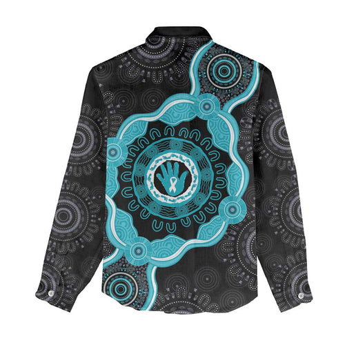 Australia Ovarian Cancer Awareness Women Casual Shirt Brave Strong Teal Ribbon Aboriginal Art - Aussie Hoodie