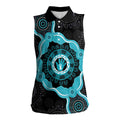 Australia Ovarian Cancer Awareness Women Sleeveless Polo Shirt Brave Strong Teal Ribbon Aboriginal Art - Aussie Hoodie