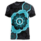 Australia Ovarian Cancer Awareness Women V-Neck T-Shirt Brave Strong Teal Ribbon Aboriginal Art - Aussie Hoodie