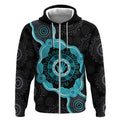 Australia Ovarian Cancer Awareness Zip Hoodie Brave Strong Teal Ribbon Aboriginal Art - Aussie Hoodie