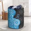 Australia Autism Awareness Month Laundry Basket Indigenous Lizard With Blue Ribbon - Aussie Hoodie