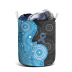 Australia Autism Awareness Month Laundry Basket Indigenous Lizard With Blue Ribbon - Aussie Hoodie