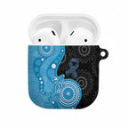 Australia Autism Awareness Month AirPods Case Indigenous Lizard With Blue Ribbon - Aussie Hoodie