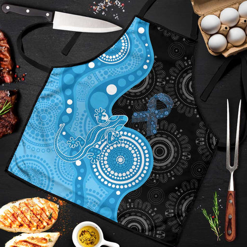 Australia Autism Awareness Month Apron Indigenous Lizard With Blue Ribbon - Aussie Hoodie