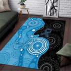 Australia Autism Awareness Month Area Rug Indigenous Lizard With Blue Ribbon - Aussie Hoodie