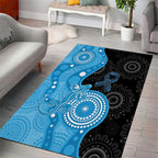 Australia Autism Awareness Month Area Rug Indigenous Lizard With Blue Ribbon - Aussie Hoodie