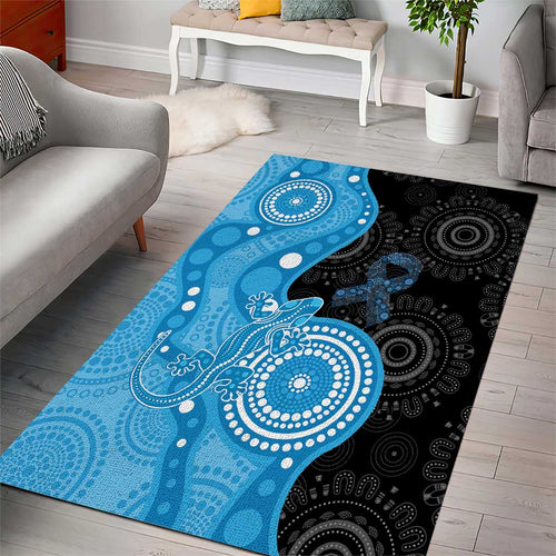Australia Autism Awareness Month Area Rug Indigenous Lizard With Blue Ribbon - Aussie Hoodie