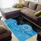 Australia Autism Awareness Month Area Rug Indigenous Lizard With Blue Ribbon - Aussie Hoodie