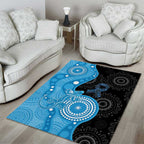Australia Autism Awareness Month Area Rug Indigenous Lizard With Blue Ribbon - Aussie Hoodie