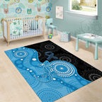 Australia Autism Awareness Month Area Rug Indigenous Lizard With Blue Ribbon - Aussie Hoodie