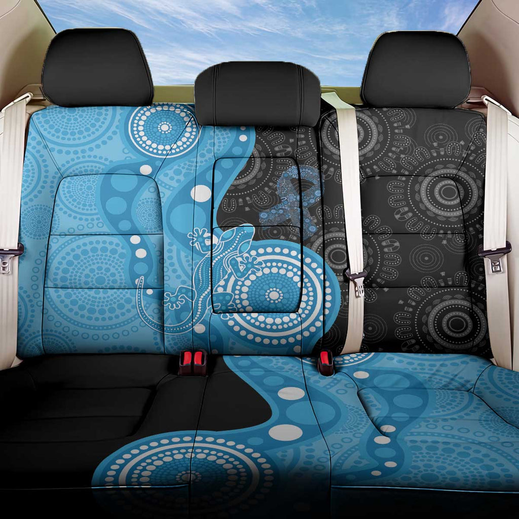Australia Autism Awareness Month Back Car Seat Cover Indigenous Lizard With Blue Ribbon - Aussie Hoodie