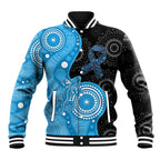 Australia Autism Awareness Month Baseball Jacket Indigenous Lizard With Blue Ribbon - Aussie Hoodie