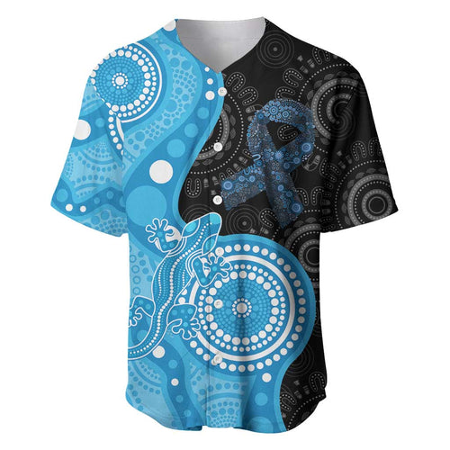 Australia Autism Awareness Month Baseball Jersey Indigenous Lizard With Blue Ribbon - Aussie Hoodie