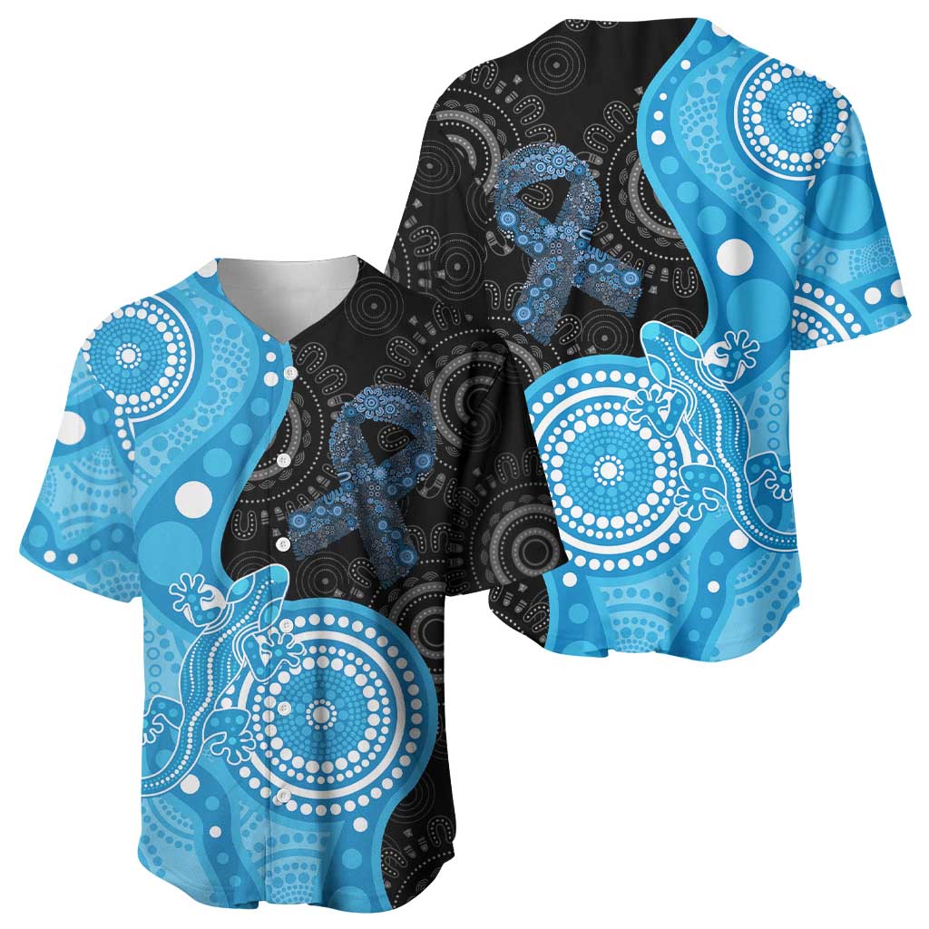 Australia Autism Awareness Month Baseball Jersey Indigenous Lizard With Blue Ribbon - Aussie Hoodie