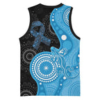 Australia Autism Awareness Month Basketball Jersey Indigenous Lizard With Blue Ribbon - Aussie Hoodie