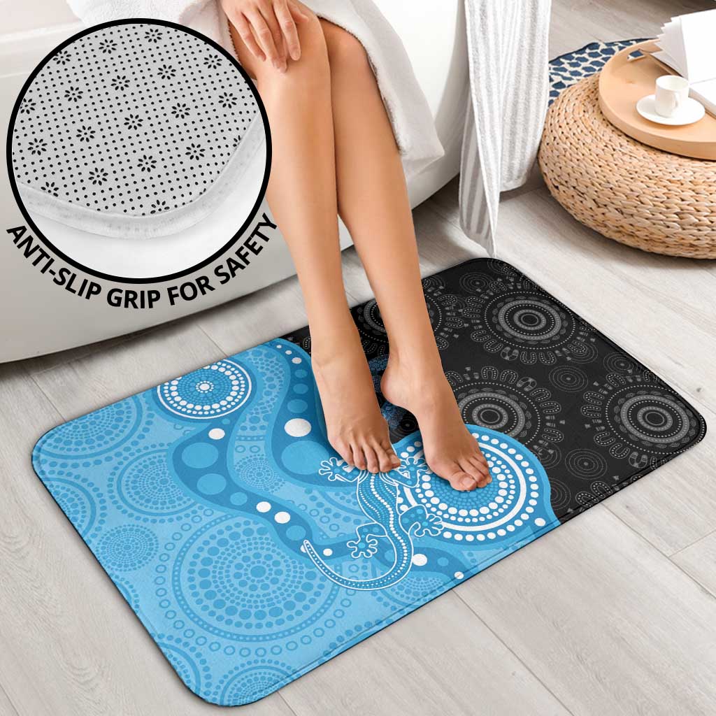 Australia Autism Awareness Month Bathroom Set Indigenous Lizard With Blue Ribbon - Aussie Hoodie