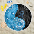 Australia Autism Awareness Month Beach Blanket Indigenous Lizard With Blue Ribbon - Aussie Hoodie