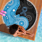 Australia Autism Awareness Month Beach Blanket Indigenous Lizard With Blue Ribbon - Aussie Hoodie