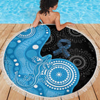 Australia Autism Awareness Month Beach Blanket Indigenous Lizard With Blue Ribbon - Aussie Hoodie