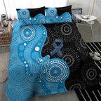 Australia Autism Awareness Month Bedding Set Indigenous Lizard With Blue Ribbon - Aussie Hoodie