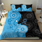 Australia Autism Awareness Month Bedding Set Indigenous Lizard With Blue Ribbon - Aussie Hoodie