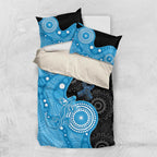 Australia Autism Awareness Month Bedding Set Indigenous Lizard With Blue Ribbon - Aussie Hoodie