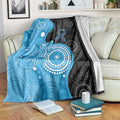 Australia Autism Awareness Month Blanket Indigenous Lizard With Blue Ribbon - Aussie Hoodie
