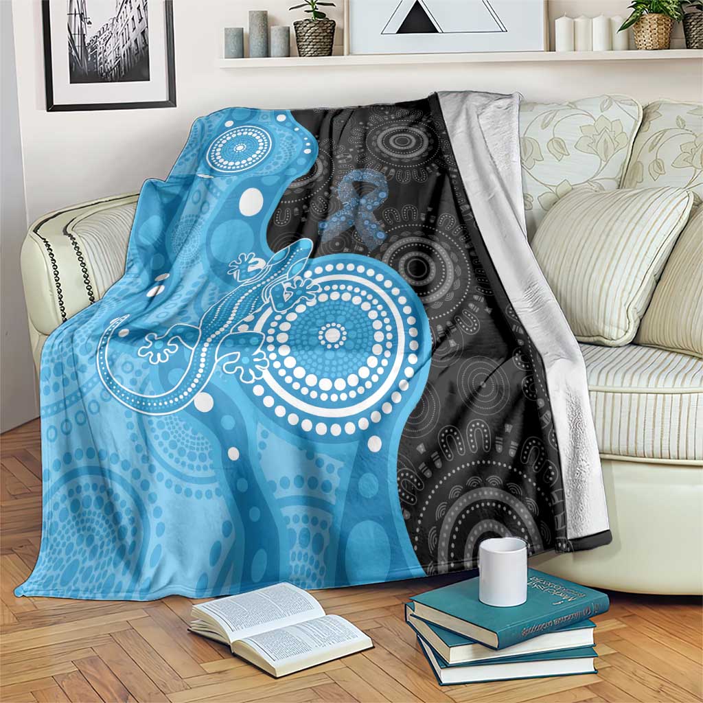 Australia Autism Awareness Month Blanket Indigenous Lizard With Blue Ribbon - Aussie Hoodie