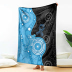 Australia Autism Awareness Month Blanket Indigenous Lizard With Blue Ribbon - Aussie Hoodie