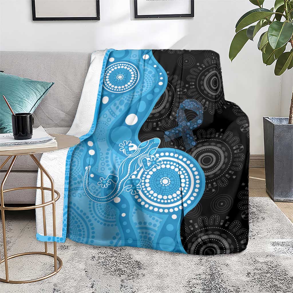 Australia Autism Awareness Month Blanket Indigenous Lizard With Blue Ribbon - Aussie Hoodie