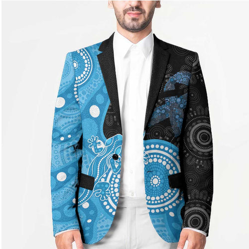 Australia Autism Awareness Month Blazer Indigenous Lizard With Blue Ribbon - Aussie Hoodie