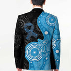 Australia Autism Awareness Month Blazer Indigenous Lizard With Blue Ribbon - Aussie Hoodie
