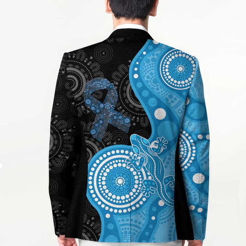 Australia Autism Awareness Month Blazer Indigenous Lizard With Blue Ribbon - Aussie Hoodie