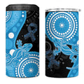 Australia Autism Awareness Month 4 in 1 Can Cooler Tumbler Indigenous Lizard With Blue Ribbon - Aussie Hoodie