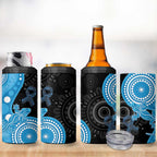 Australia Autism Awareness Month 4 in 1 Can Cooler Tumbler Indigenous Lizard With Blue Ribbon - Aussie Hoodie