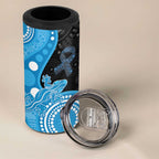 Australia Autism Awareness Month 4 in 1 Can Cooler Tumbler Indigenous Lizard With Blue Ribbon - Aussie Hoodie