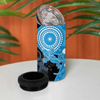 Australia Autism Awareness Month 4 in 1 Can Cooler Tumbler Indigenous Lizard With Blue Ribbon - Aussie Hoodie