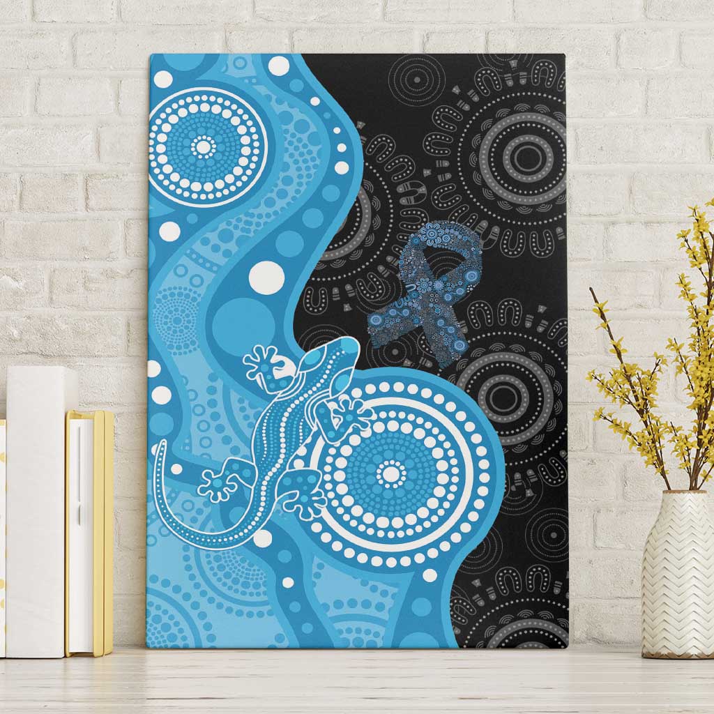 Australia Autism Awareness Month Canvas Wall Art Indigenous Lizard With Blue Ribbon - Aussie Hoodie