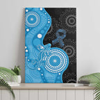 Australia Autism Awareness Month Canvas Wall Art Indigenous Lizard With Blue Ribbon - Aussie Hoodie